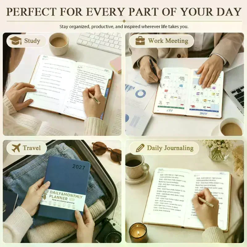 2027 Schedule Planner Notepad Wear-resistant Efficiency A5 Agenda Planning Notebook Simple Portable To-do List Notebook English