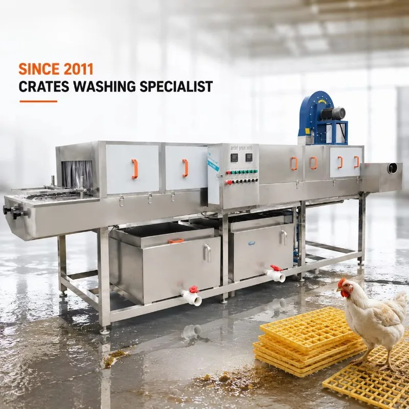 Customized Poultry Crate & Floor Washing Machine 304 Stainless Steel High-Pressure Hot Water Cleaning Equipment