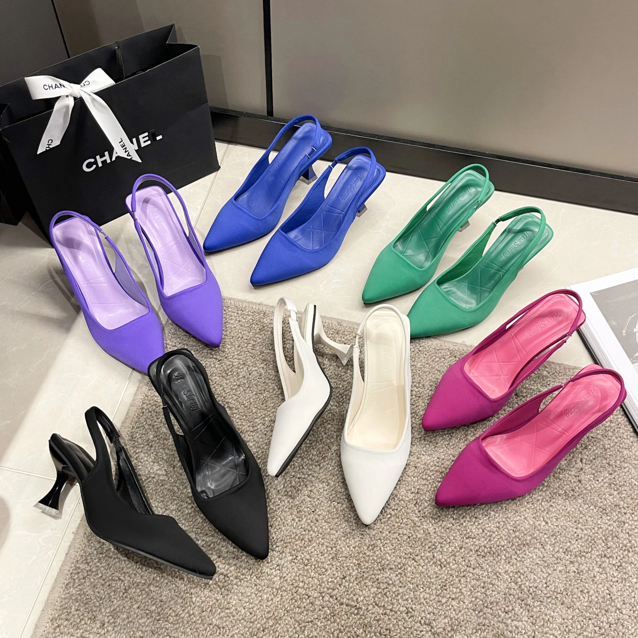 Summer Women Heels Sandals Red Pointed Slingback Sandals Shoes Green Black Purple Kitten Heels Party Prom Ladies Stilettos