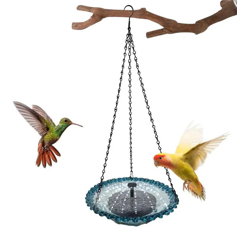 Outdoor Bird Feeder Hummingbird Feeder Fountain Bird Bath Hangable Birdbath With Suction Cup Solar Bird Fountain Garden Decor