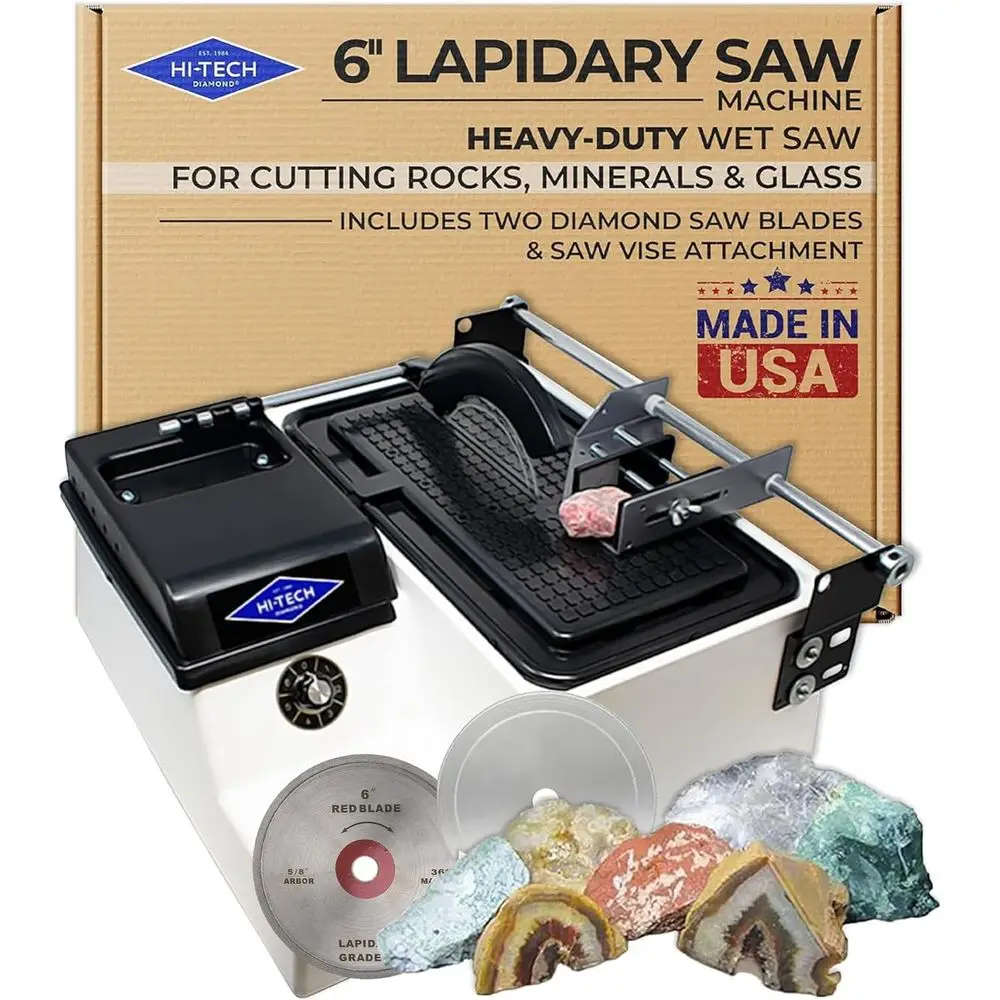 

6 Rock Saw with Diamond Blades and Vise Attachment, Variable Speed, 1/4 HP, 6 Inch, 115V