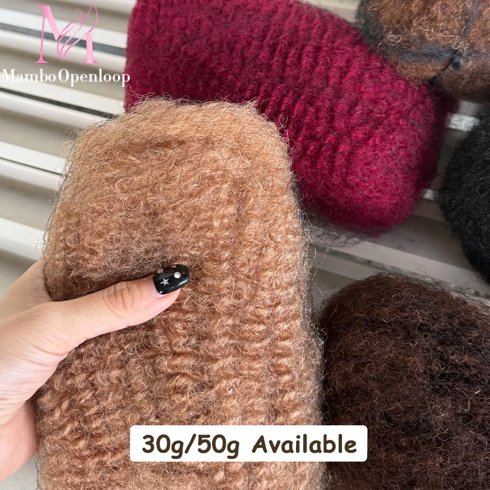 الملونة الأفرو Kinkys السائبة الشعر البشري الكروشيه شعر مستعار بشري الأفرو غريب مجعد الشعر السائبة إصلاح Locs ، تويست ، تجديل الشعر