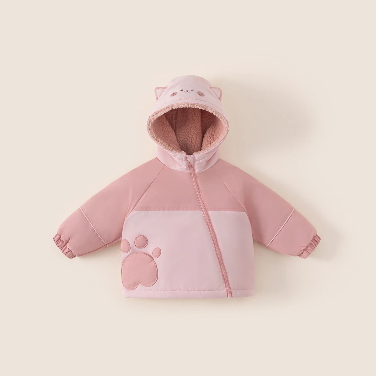 

Новые зимние детские парки для маленьких девочек с капюшоном, утепленное хлопковое пальто для маленьких девочек, шерстяная куртка на молнии с мультяшным принтом для маленьких девочек