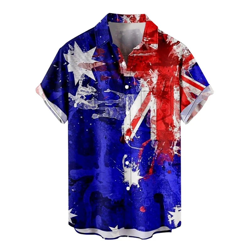 3D USA Flag Printing Mens Short Sleeve Shirts Casual Trendy Fashion Shirt Popular Hip Pop Hawaiian Men Women Summer Blouse New