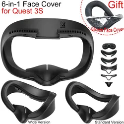 AMVR 6-in-1 Face Mack Cover for Meta Quest 3S Face Interface Bracket Sponge PU Leather Ice Silk Foam Wide/Standard Version Part