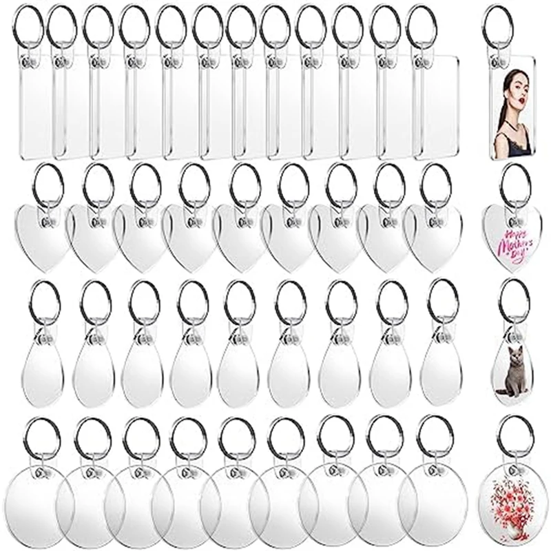 

120Piece Acrylic Keychain Blanks Clear Blank Keychains For Vinyl Kit Double-Sided Printed For Crafts Ornaments