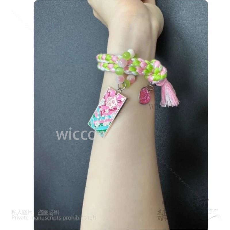 Anime Demo nSlayer Kanroji Mitsuri Cosplay Costume Impression Bracelet Adjustable 14-16 Halloween Gift Bracelet Kawaii Handmade