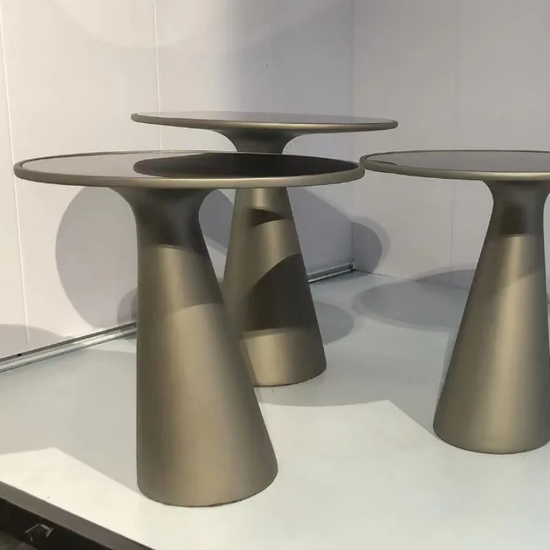 Retro rounded corners pure copper metal high-end artistic modeling coffee table bedside