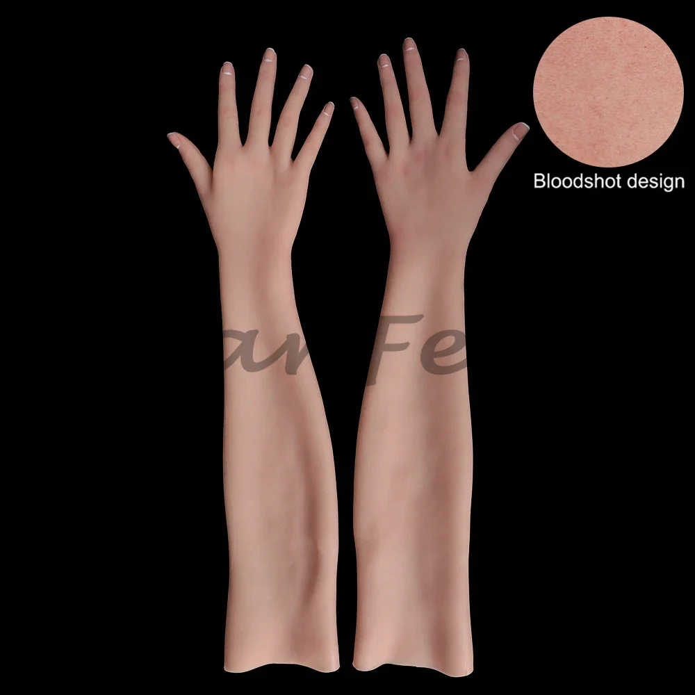 Veined Realistic Skin Silicone Gloves, Female Hand Covers for Crossdresser Cosplay Roleplay