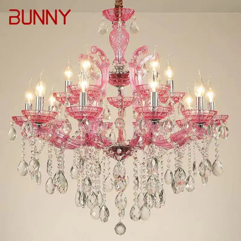 

BUNNY LuxuriousCandle Pendent Lamp European Style Crystal Lamp Art Living Room Restaurant Villa Staircase Duplex Building