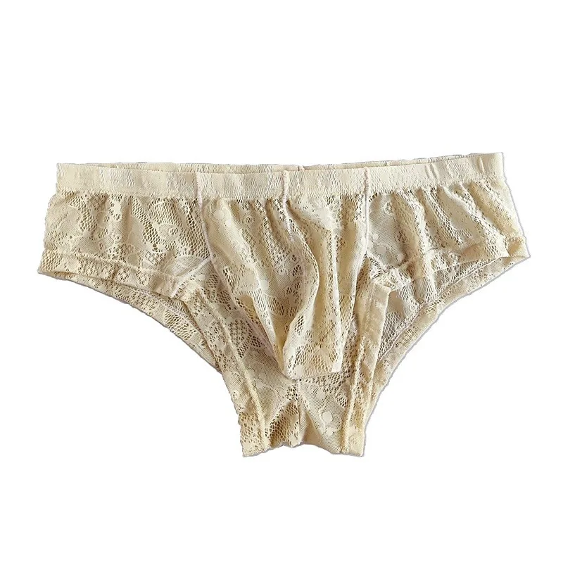 Boxer en Dentelle Transparente pour Homme, Sous-Vêtement Sexy, Taille Moyenne, Poches, pour Procureur