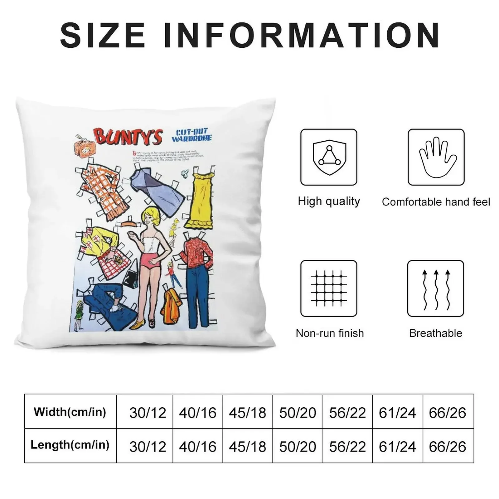 Bunty's Cut Out Wardrobe (iconic girls comic from 1960s,70s,80s) Throw Pillow Cushion Child pillowcases for sofa cushions pillow