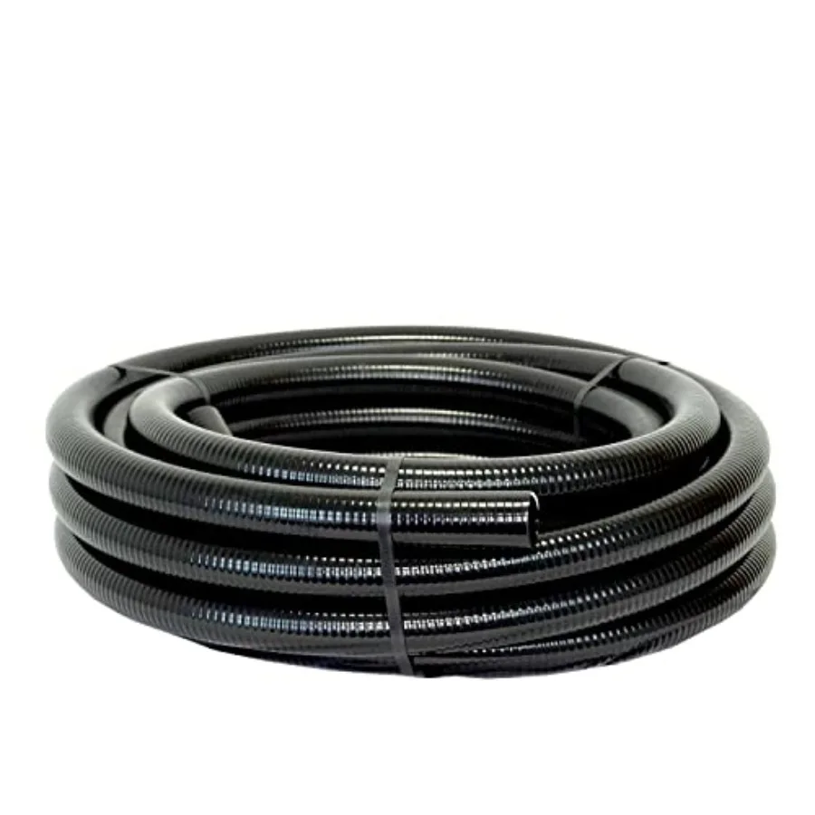 

Pond Hose 1.25 x 25' for Garden Watering Heavy Duty UV Resistant Black Flexible Tubing with Reinforced Wall