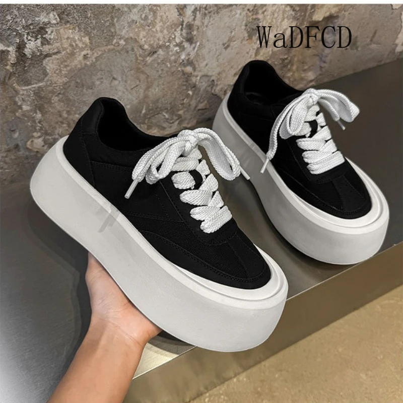 Chunky Sneaker Plus Size 45 46 Men Designer Retro Board Shoes Fashion Casual Leather Fabric Height Increased Flat Platform Shoes