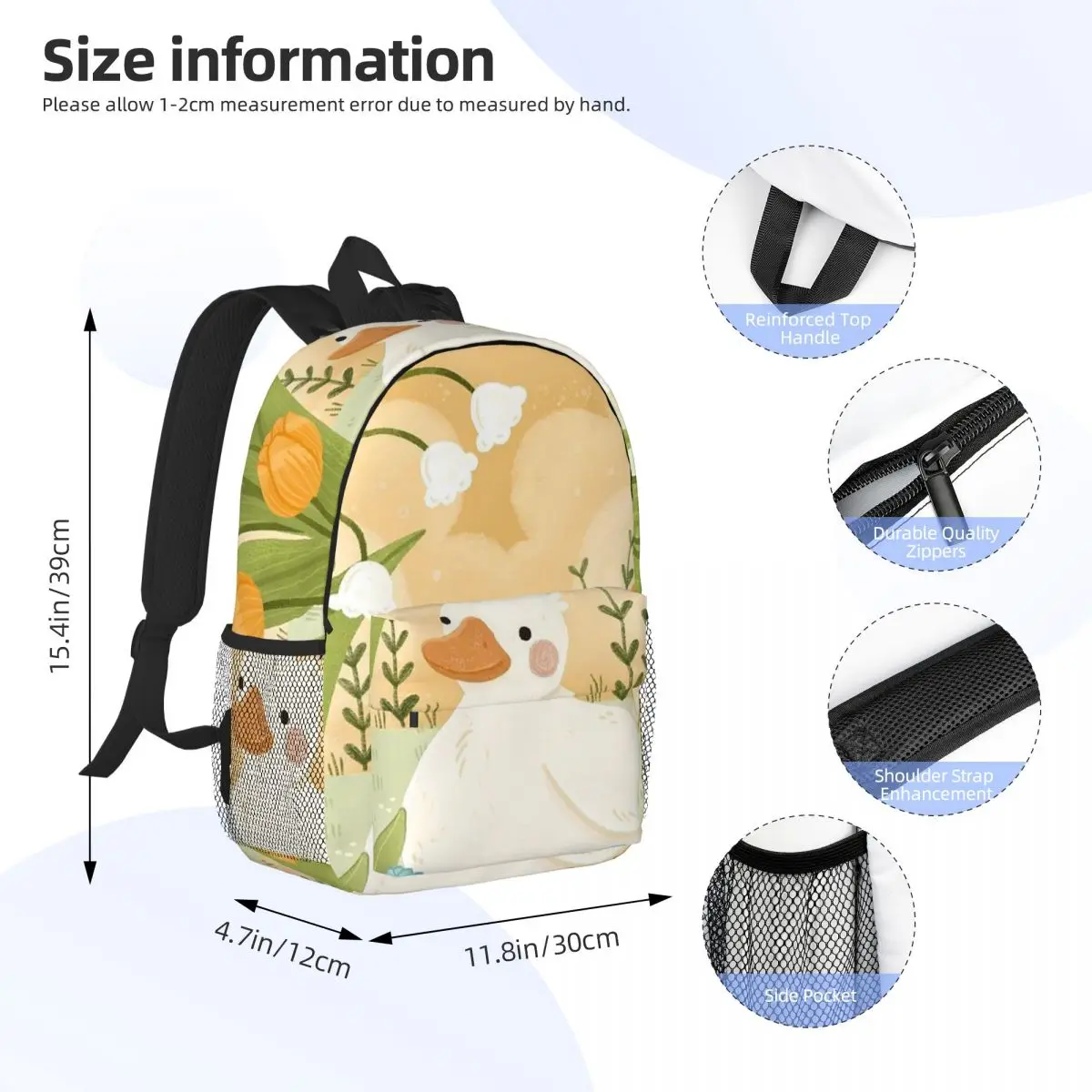 Cartoon Popular Goose Animal Backpack Student BookBag Children School Bag Laptop Shoulder Bags for Men Women