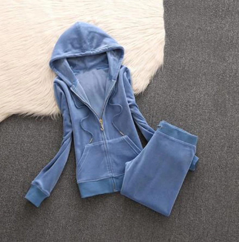 2024 New Winter Women\'s Velvet Warm Tracksuit Women\'s Casual Hooded Jacket and Pencil Pants Two Pieces Set