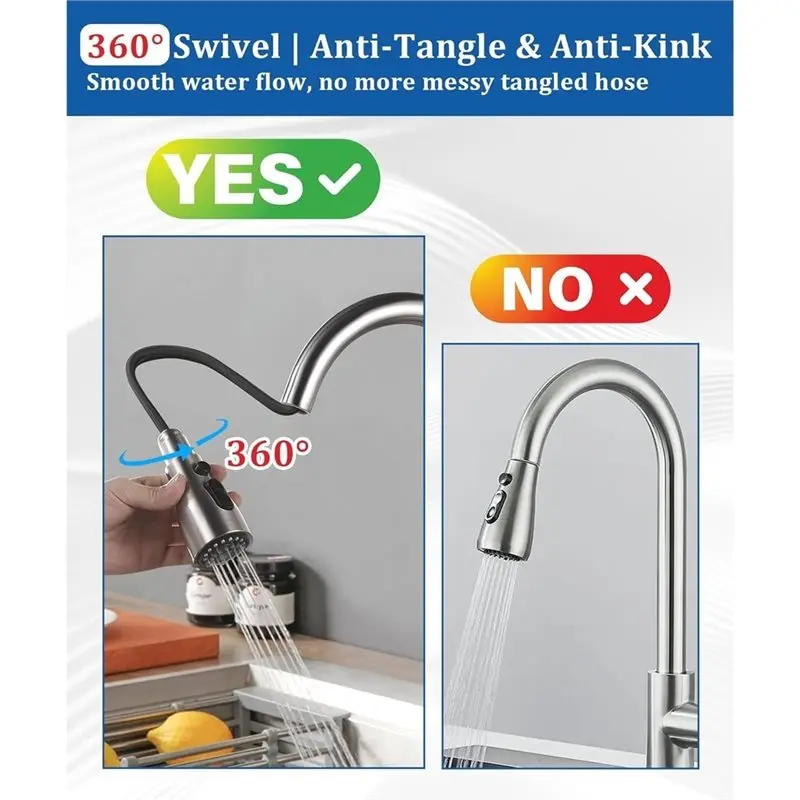DTEN-Kitchen Faucet Hose Replacement With G1/2 & M15x 1Mm Connections