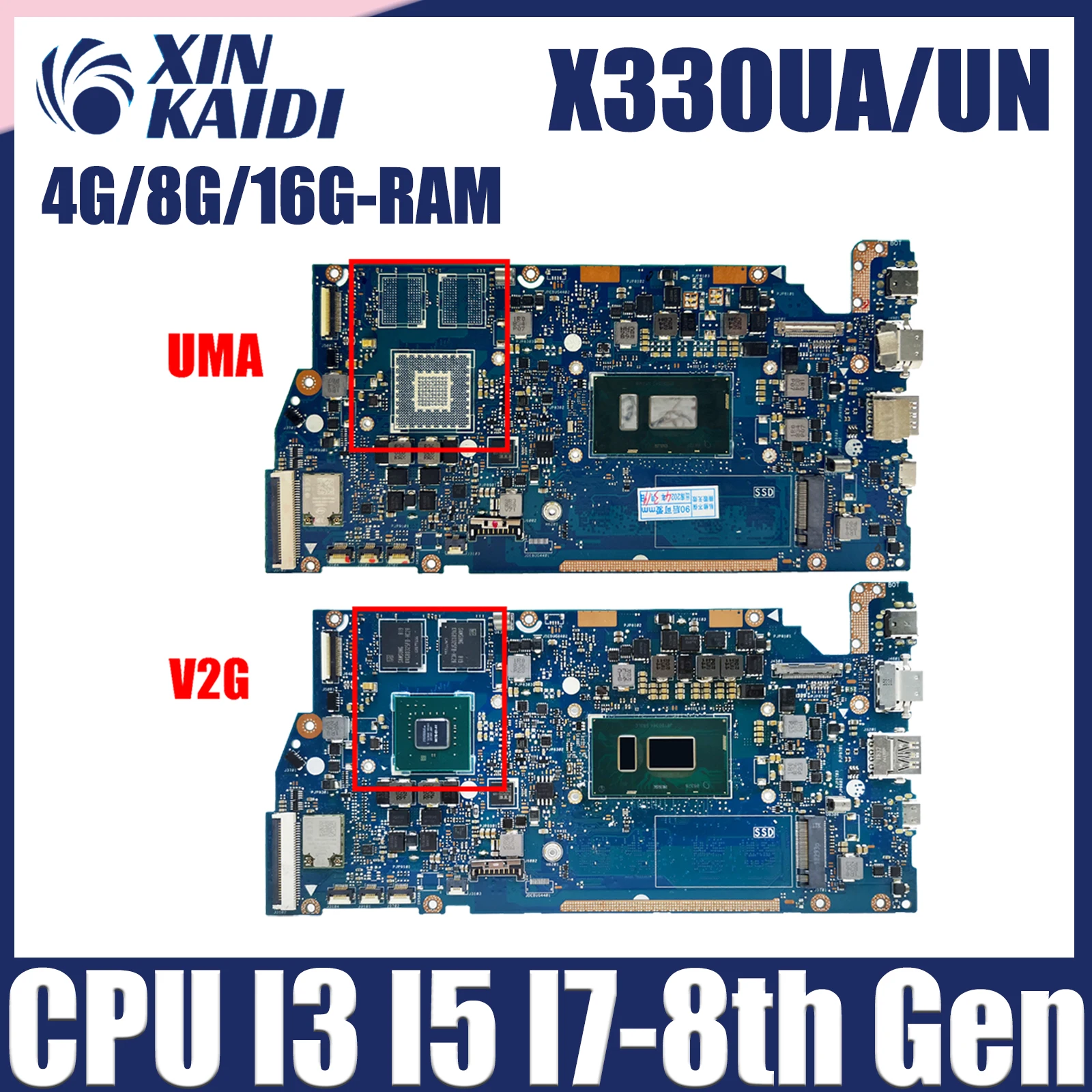 

X330UA Laptop Motherboard For ASUS VivoBook X330UN I330UN I330UA X330U Notebook Mainboard CPU I3 I5 I7-8th Gen 4G/8G/16G-RAM