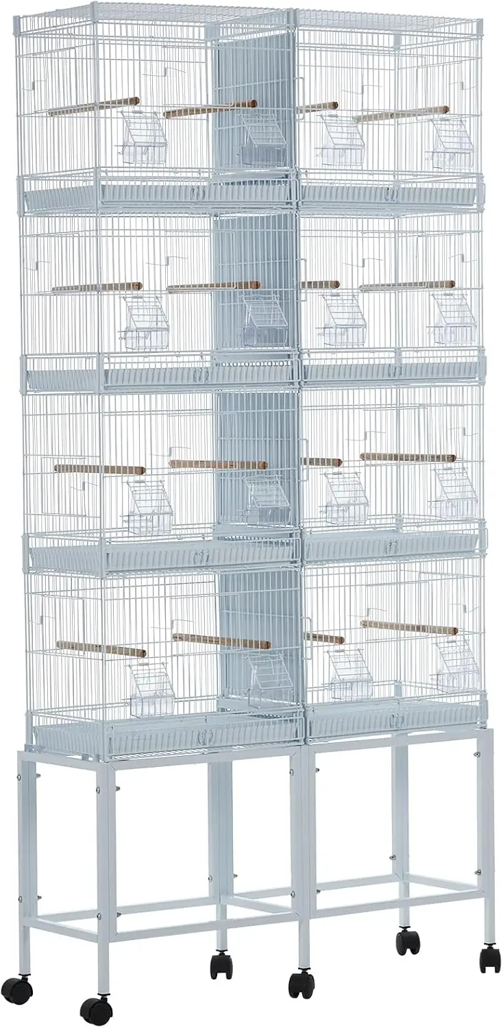 Large Wrought Iron Bird Cage with Rolling Stand & Detachable Tray – for Parakeets, Budgies, Cockatiels, Conures & Mid-Sized Parrots