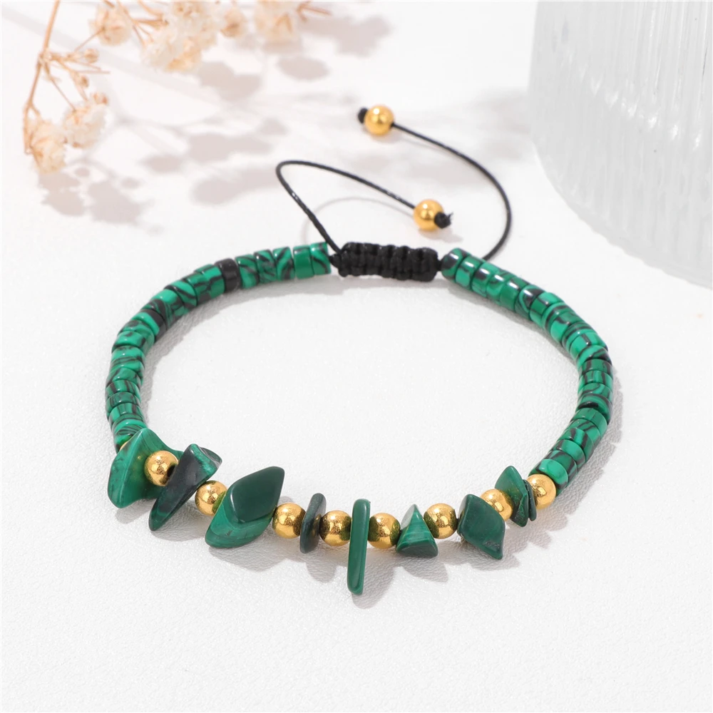 Natural Crystal Unakites Rondelle Beads Bracelets Irregualr Chip Stone Beads Stretch Bracelets For Women Men Girls Jewelry Gifts