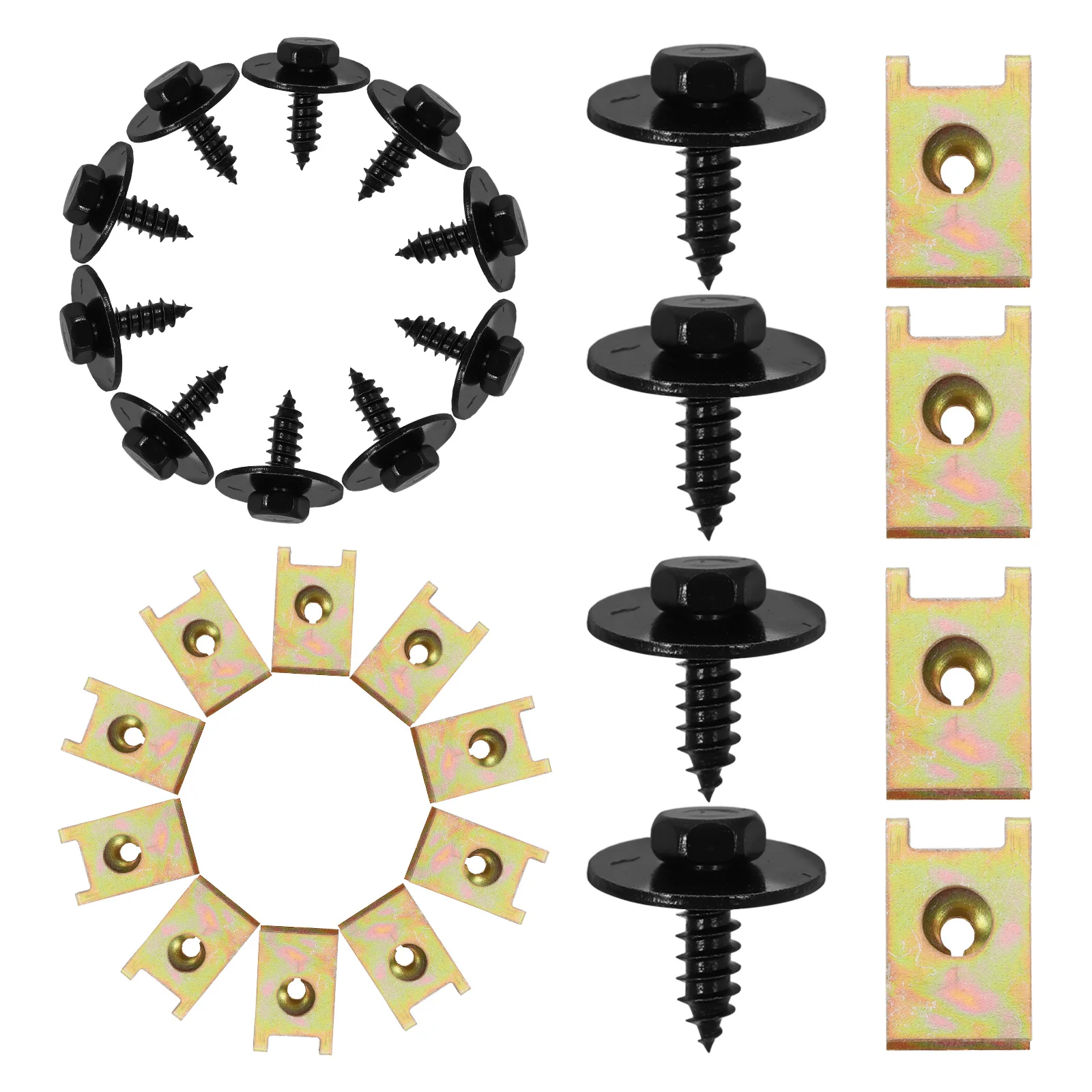 

40Pcs Car Bumper Push-Type Fasteners Hex Head Self Tapping Screws Gasket Kit Body Fixing Replacement