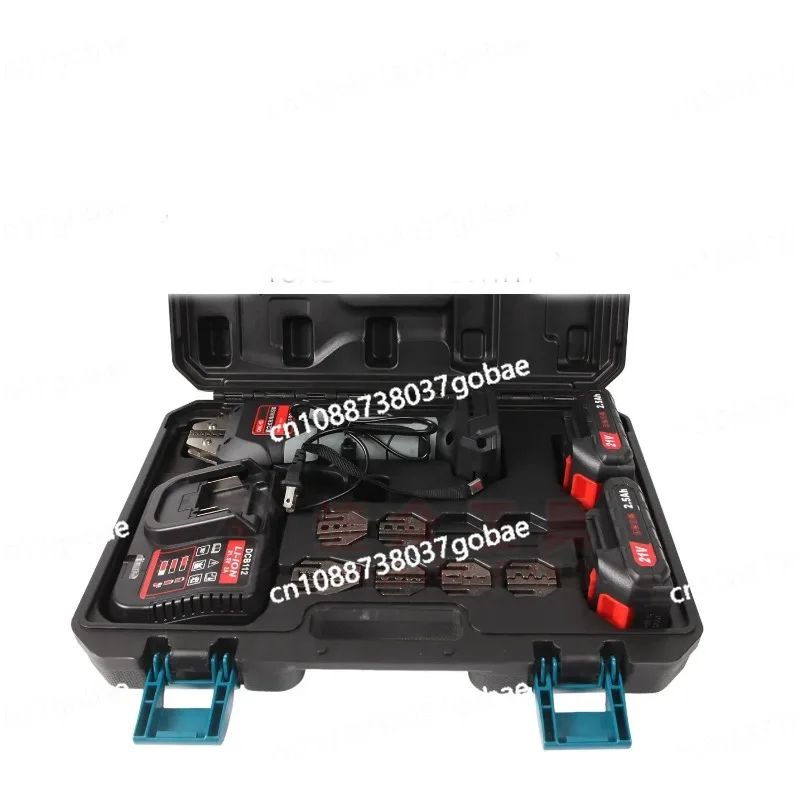Portable 16KN Battery Powered Hydraulic Wire Crimper, Handheld Electric Terminal Crimping Tool with LED Light and Molds