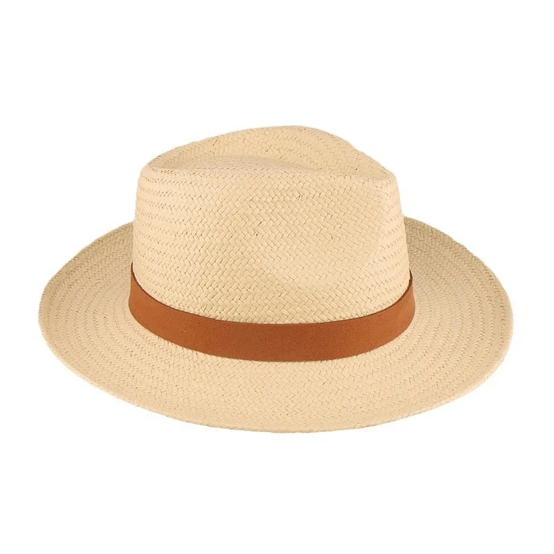 

High-End Hand-Woven Straw Hat for Men and Women: Bow, Flat-Brimmed Jazz Hat, Outdoor Sun Protection Hat