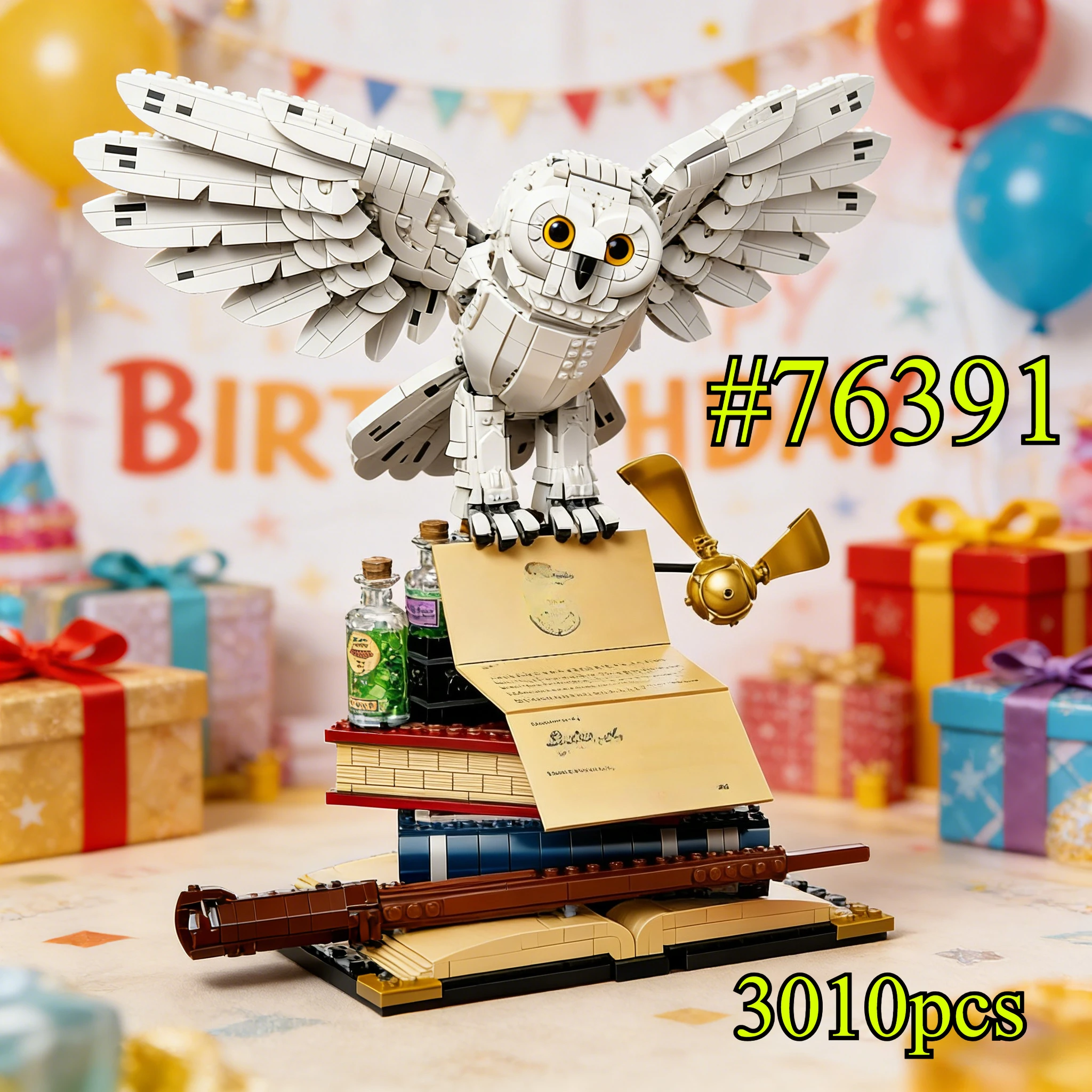 

Набор строительных блоков White Magic Owl Model 76391, подходит для подарков на день рождения, не совместим с деталями Lego, 3010 шт.
