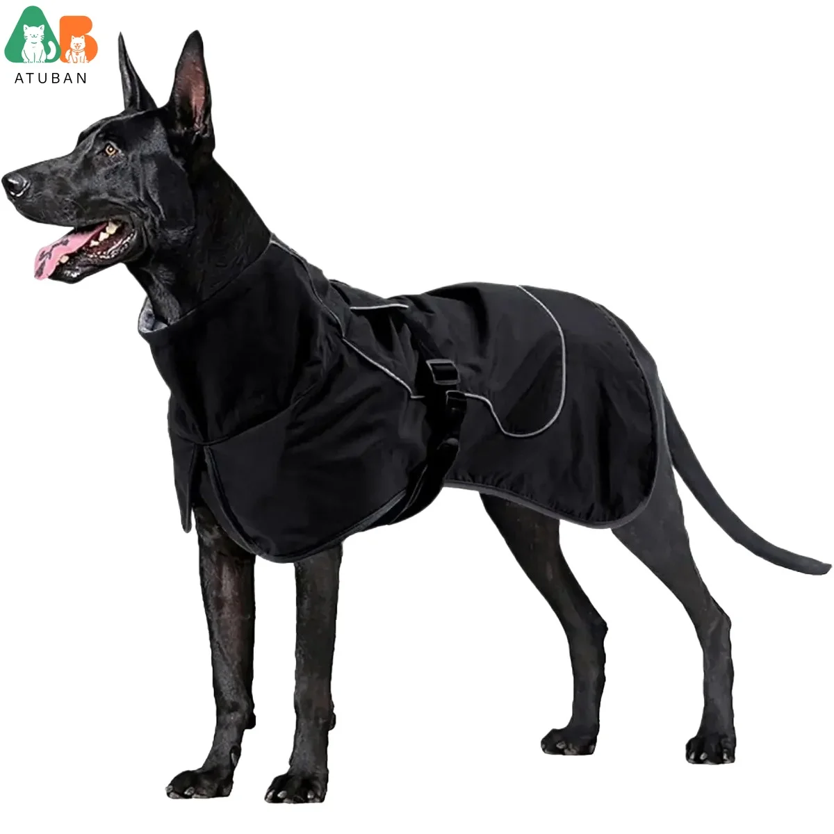 ATUBAN Dog Jacket Waterproof Dog Raincoat Cold Weather Reflective Jacket with Soft Fleece Lining Warm Outerwear for Pet Outdoors