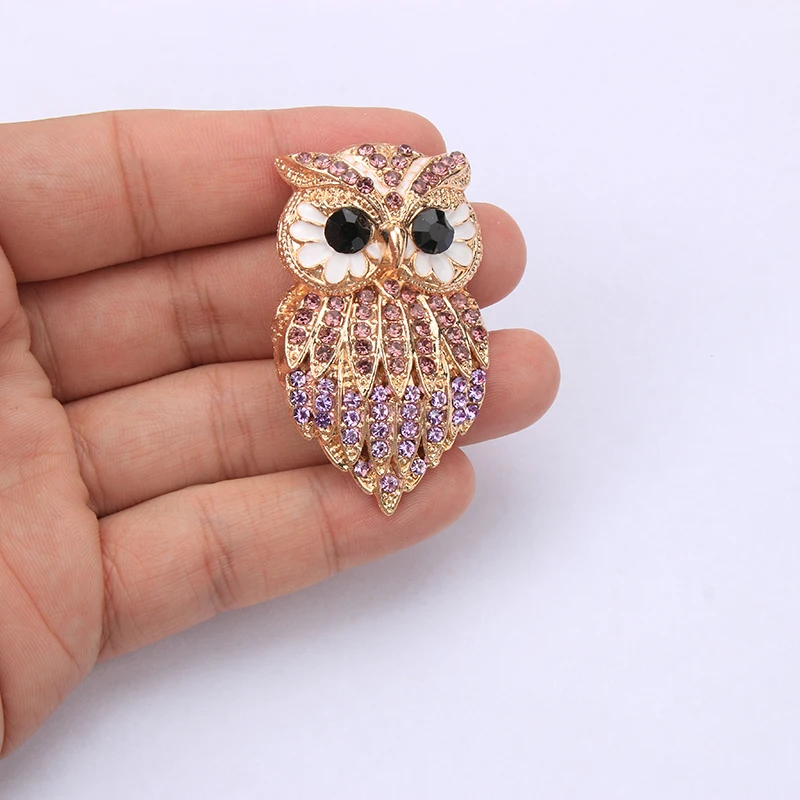 Colorful Rhinestone Owl Animal Brooch Pins