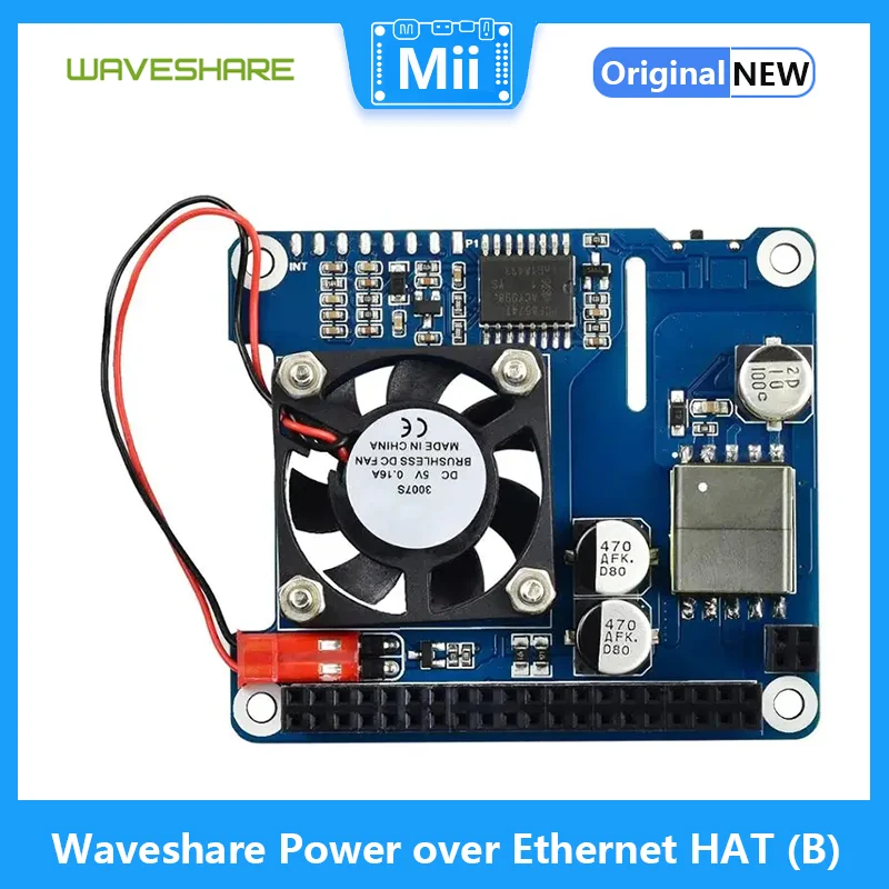 Waveshare Power over Ethernet HAT (B) Para Raspberry Pi 3B +/4B y 802.3af PoE HAT network