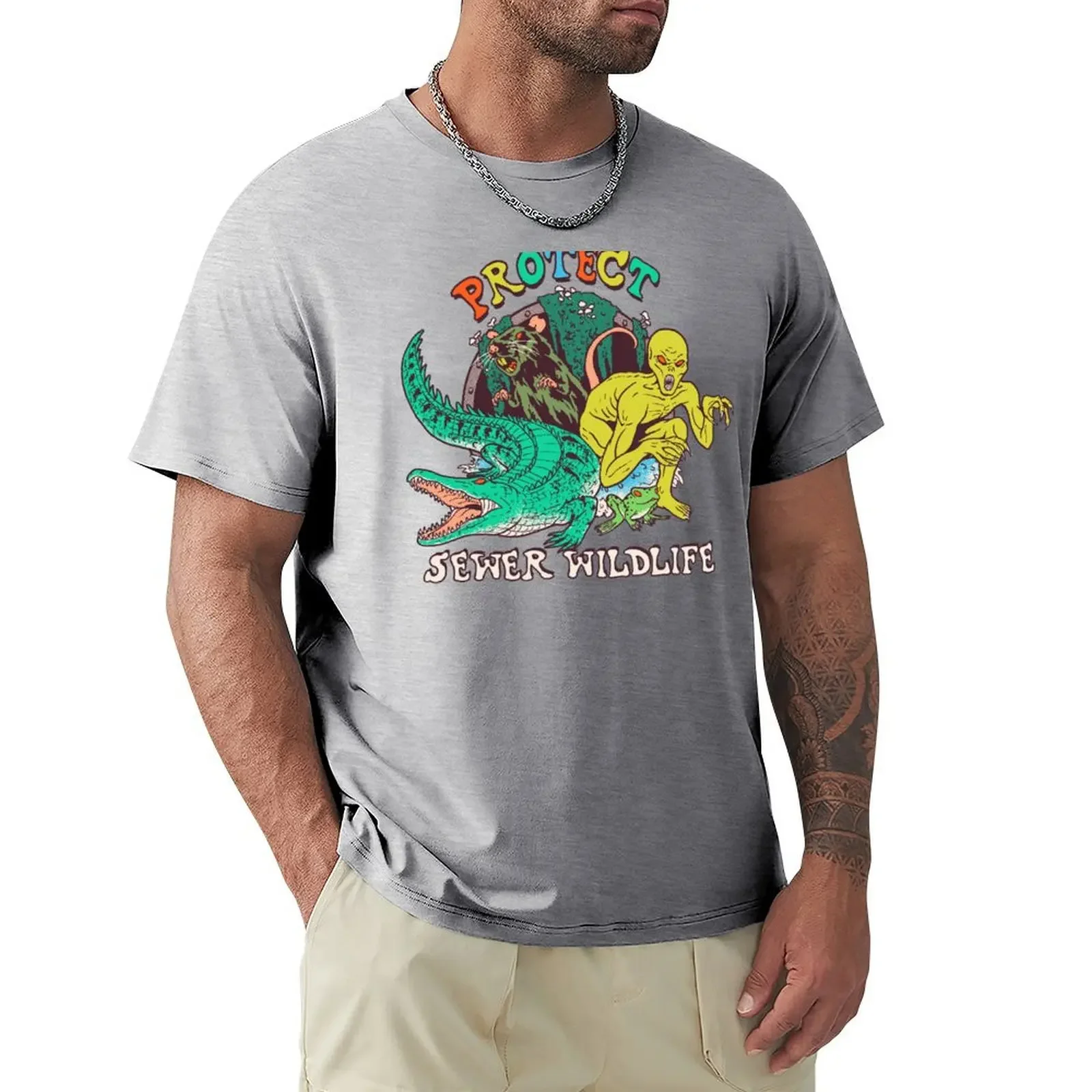 Protect Sewer Wildlife T-shirt funnys cute tops plus sizes big and tall t shirts for men