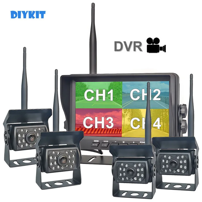 DIYKIT Wireless 7inch AHD IPS DVR Car Monitor 720P IR Night Vision Reverse Backup Recorder Wifi AHD Camera for Bus Car Truck