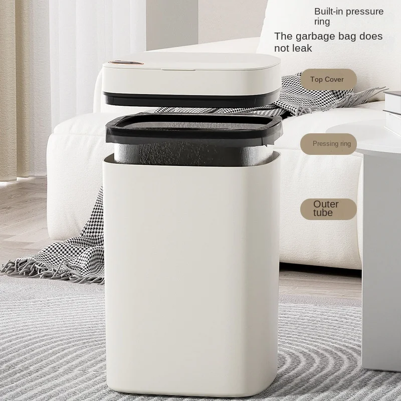 16L Smart Trash Can Automatic Bagging Electronic Trash Can Touchless Bathroom Trash Bin Motion Sensor Household Garbage Bin