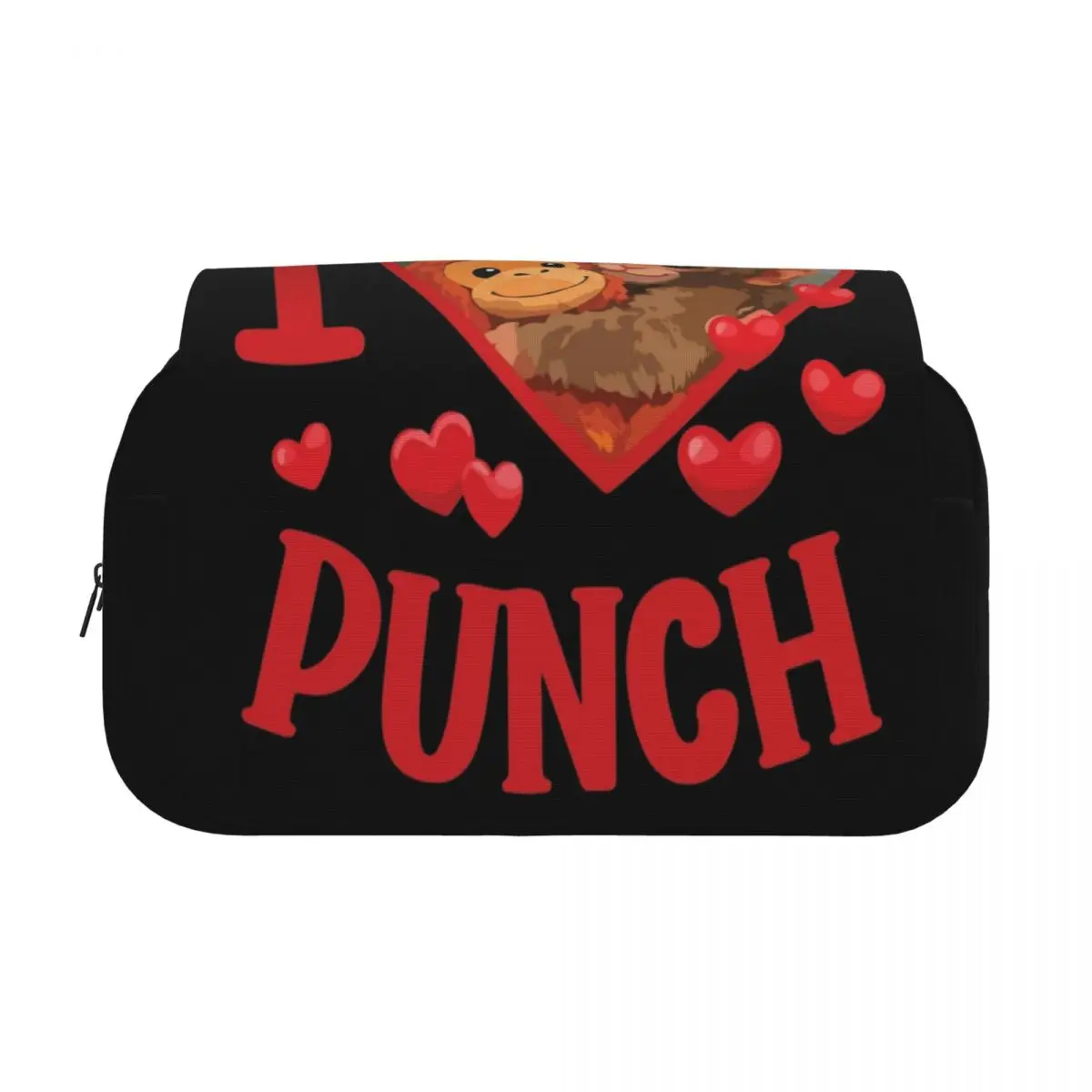 Double Clamshell Pen Case Cute I Love Punch Cute Baby Monkey Pencil Box Pen for Student Pencil Bags Students Zipper Stationery