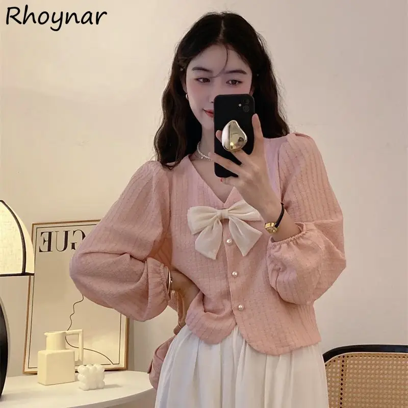 Shirts Women Tops Sweet Lantern Sleeve Tender French Style Aesthetic Vintage Elegant Streetwear Casual Fashion Camisas De Mujer