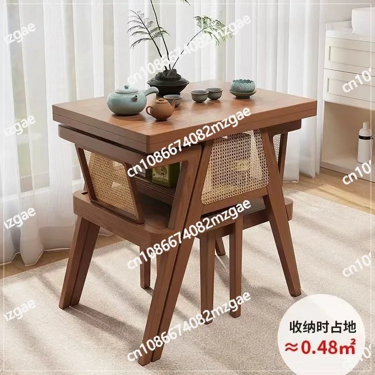 Three-piece Solid Wood One Table and Two Chairs Creative Leisure Tea Table and Chair Combination Small Apartment Rectangular