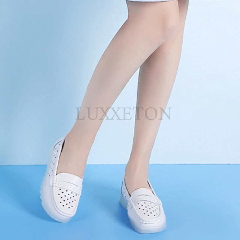 Women Shoes Spring New Soft Soled Comfortable and Breathable Work Nurse Shoes Casual and Versatile Women Flat Pure White Shoe