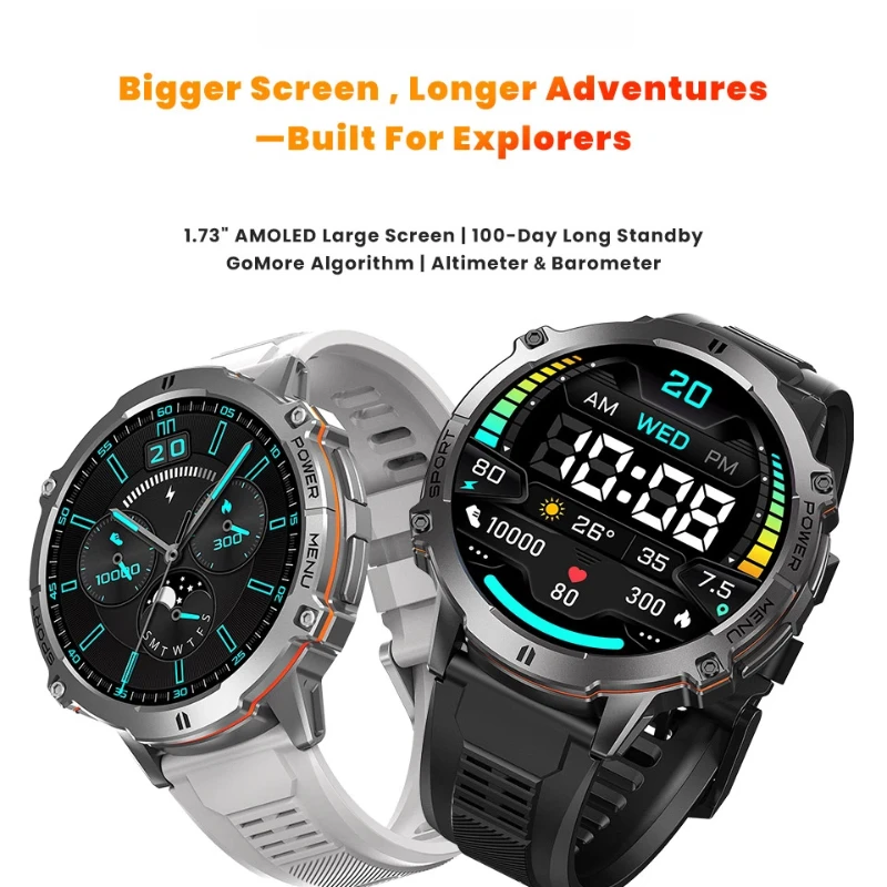 

Swimming Smart Watch 5ATM Waterproof for Pool Open Water AMOLED Screen Fitness Tracker with 100+ Sports Modes Heart Rate Sleep