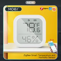 MOES Tuya ZigBee-Sensor inteligente de temperatura y humedad para el hogar, con pantalla LED, funciona con el asistente de Google y Tuya Zigbee Hub