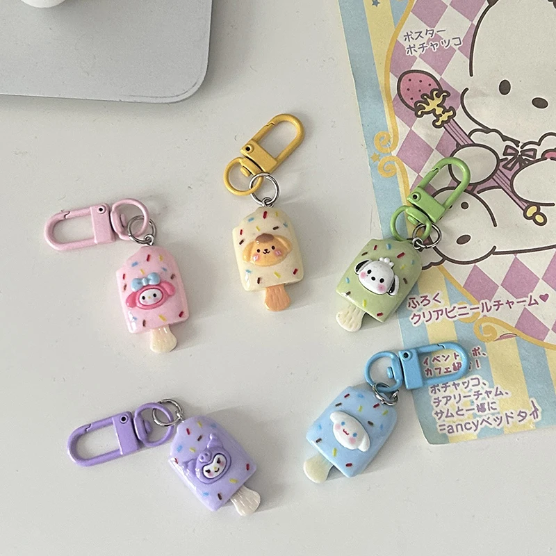 Kawaii Schattige Ijs Sleutelhanger Cartoon Anime Ijslolly Sleutelhanger Kuromi Cinnamoroll Mijn Melodie Sleutelhouder Schooltas Hanger