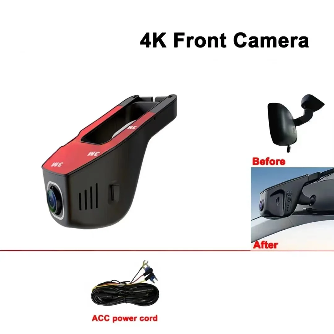 U-type hidden 2 camera 4K 2160P WiFi car DVR dashcam camera HD 1080P 24H parking monitoring APP control car driving video record