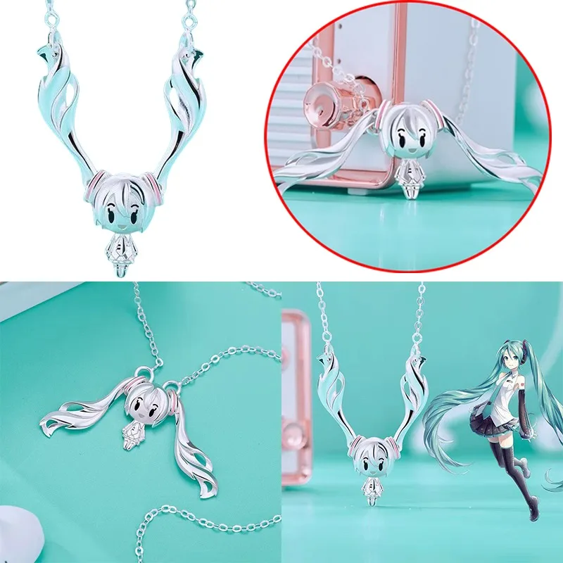 

Проект Sekai Miku, серебряное ювелирное изделие 925, ожерелье для пары, персонаж аниме, модный кулон для девочек, пара, студенческий, молодежный, подарок на день рождения
