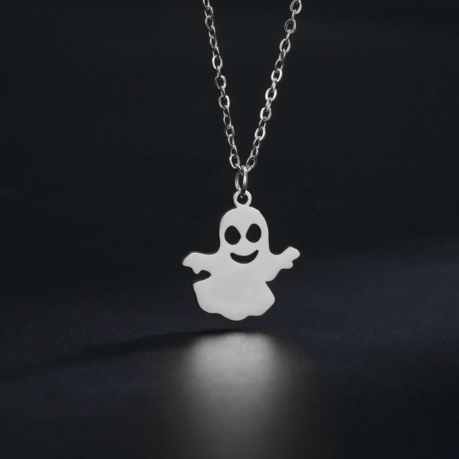 Smiling Ghost Stainless Steel Necklace Halloween Party Accessories Gift for Women