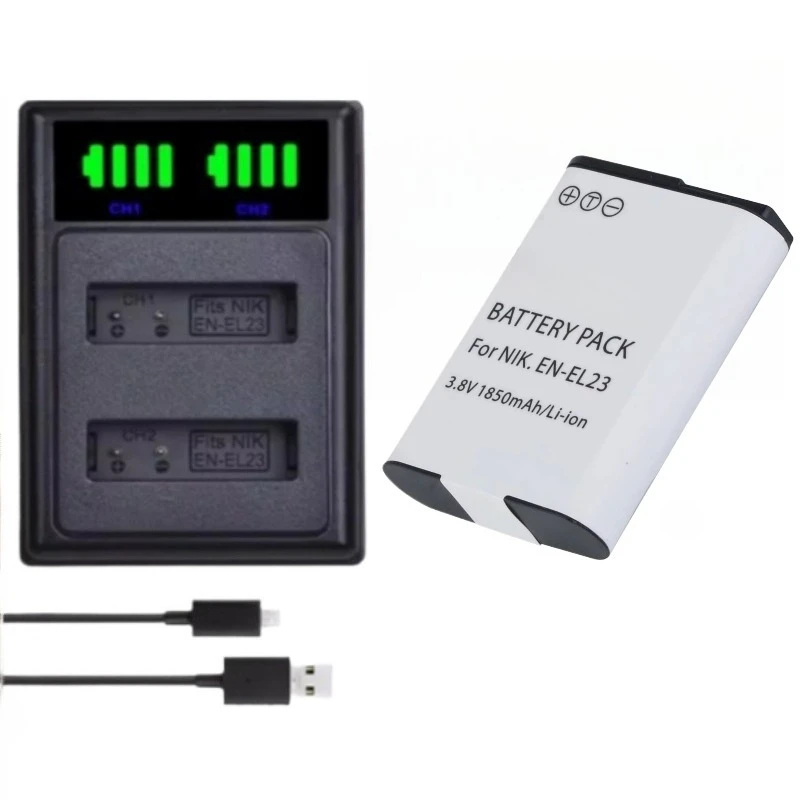 Nova bateria de câmera de substituição en el23 EN-EL23 3.8v 1850mah com carregador para nikon coolpix p900s s810c b700 p610s p600 p610 p900