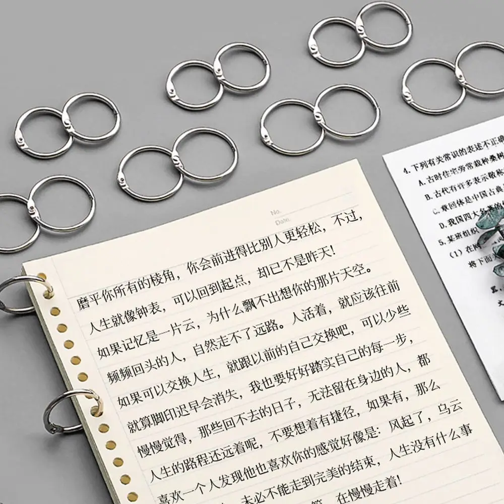 Durable Metal Binder Ring Silver/Rose Gold Office Supplies Loose-leaf Ring Clip 20/30/40/50mm Binding Clip Album