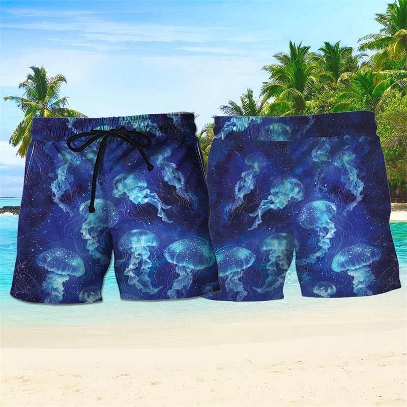 

Fashion Jellyfish Graphic Beach Shorts For Men Summer Casual Vacation 3D Printed Kids Short Pants Loose Quick Dry Swim Trunks