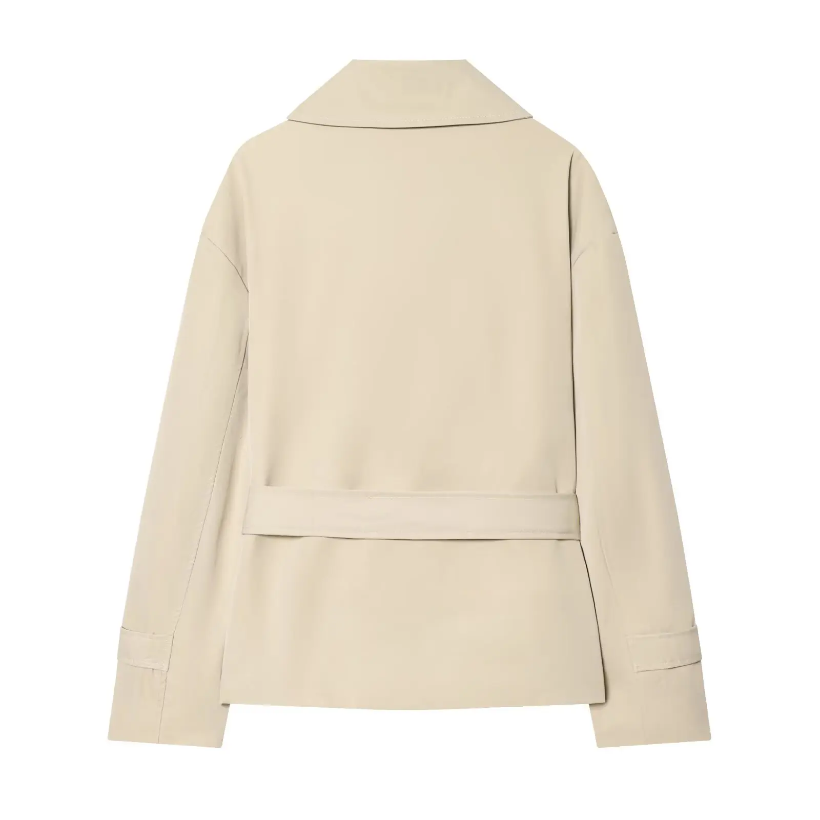 Guobioziy Vintage Short Trench Coat with Lapel  Double-Breasted Design British Style Long Sleeves Casual Short Windbreaker Coat