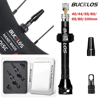 BUCKLOS Bike Tubeless Valve Stem Presta 40/44/55/60/65/80/100mm Removable Core Bike Air Valve F/V Presta MTB Bicycle Tubeless