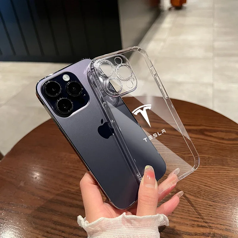 

For iPhone 13 Pro 13 Mini 11 12 Max Xr X Xs 7 8 Plus For Tesla model 3 model X Y style Roadster Fashion Clear Cover Phone Case